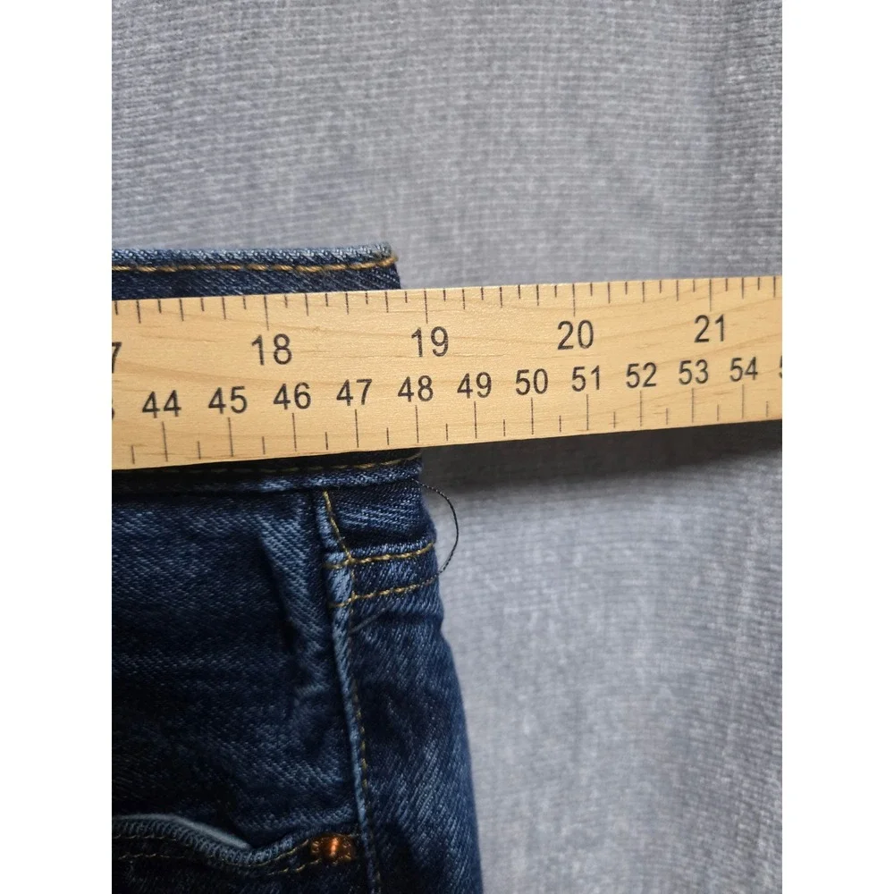 Levis 505 Regular Fit Jeans Mens 38x30 Dark Wash Blue Denim Distressed Straight